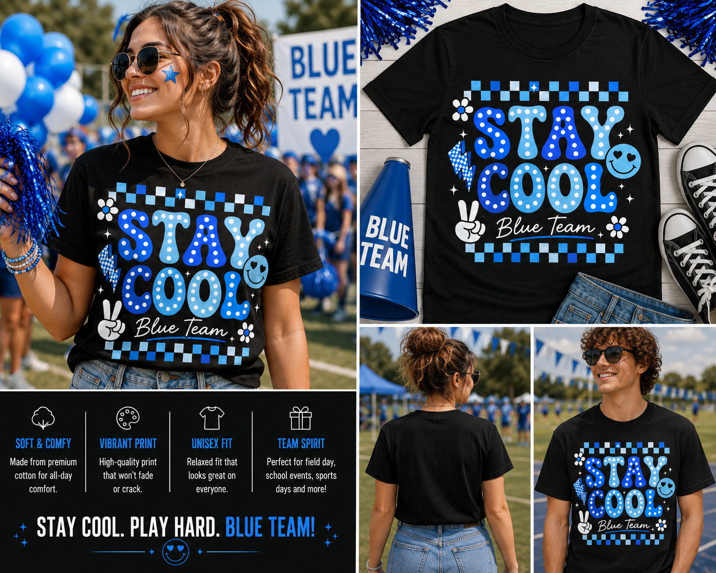 Stay Cool Blue Team Field Day Shirt – Retro School Sports Day Tee