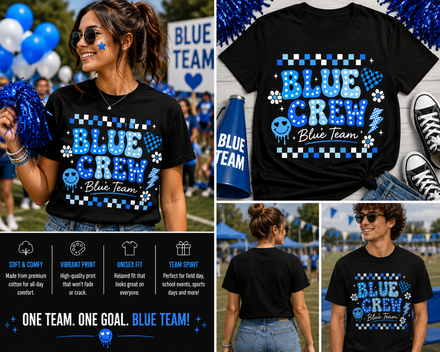 Blue Crew Blue Team Field Day Shirt – Cute Retro School Sports Tee