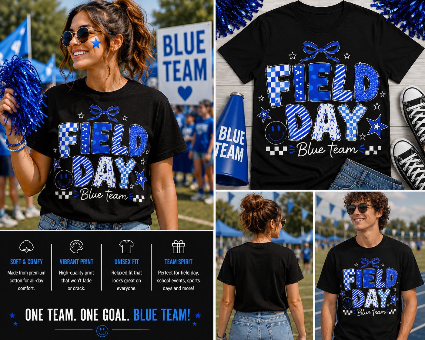 Field Day Blue Team Shirt – Cute Retro School Sports Day Tee
