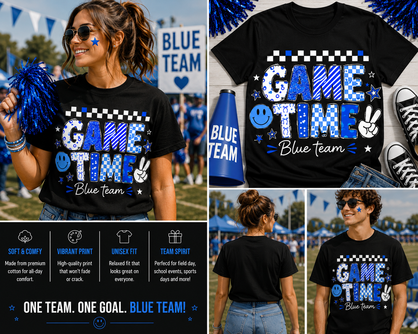 Game Time Blue Team Field Day Shirt – Fun School Sports Day Matching Tee