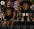 Patriotic Lion with American Flag Sunglasses T-Shirt | USA Lion Graphic Tee for Men & Women