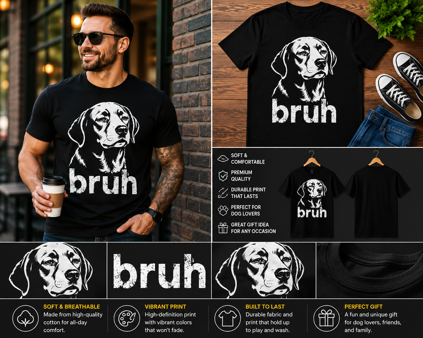 Bruh Labrador Retriever T-Shirt – Funny Labrador Meme Graphic Tee | Dog Lover Gift Shirt for Lab Owners