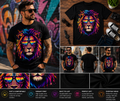 Colorful Neon Lion with Sunglasses T-Shirt | Vibrant Lion Graphic Tee for Men & Women