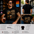 Beer Makes Me Happy Funny Yorkie T-Shirt – Cool Dog Lover Beer Graphic Tee for Men & Women