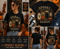 Spooky Season Vintage Halloween T-Shirt – Ghost Black Cat Pumpkin Retro Fall Graphic Tee