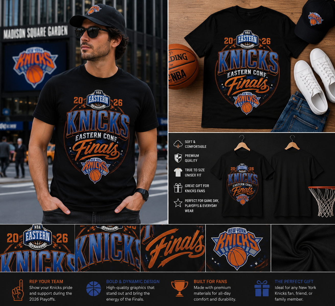 2026 New York Knicks Eastern Conference Finals T-Shirt – Official Basketball Fan Playoff Graphic Tee