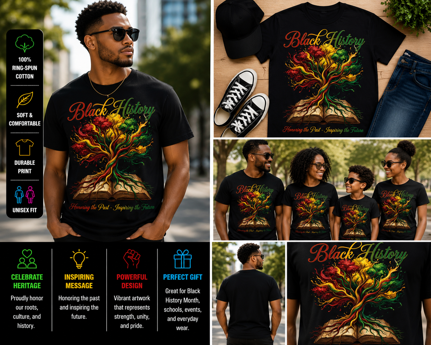 Black History Heritage Roots Legacy Pride Shirt Inspirational Graphic T-Shirt