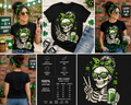 Funny St. Patrick’s Day Skull Messy Bun T-Shirt for Women – Irish Shamrock Skeleton Graphic Tee