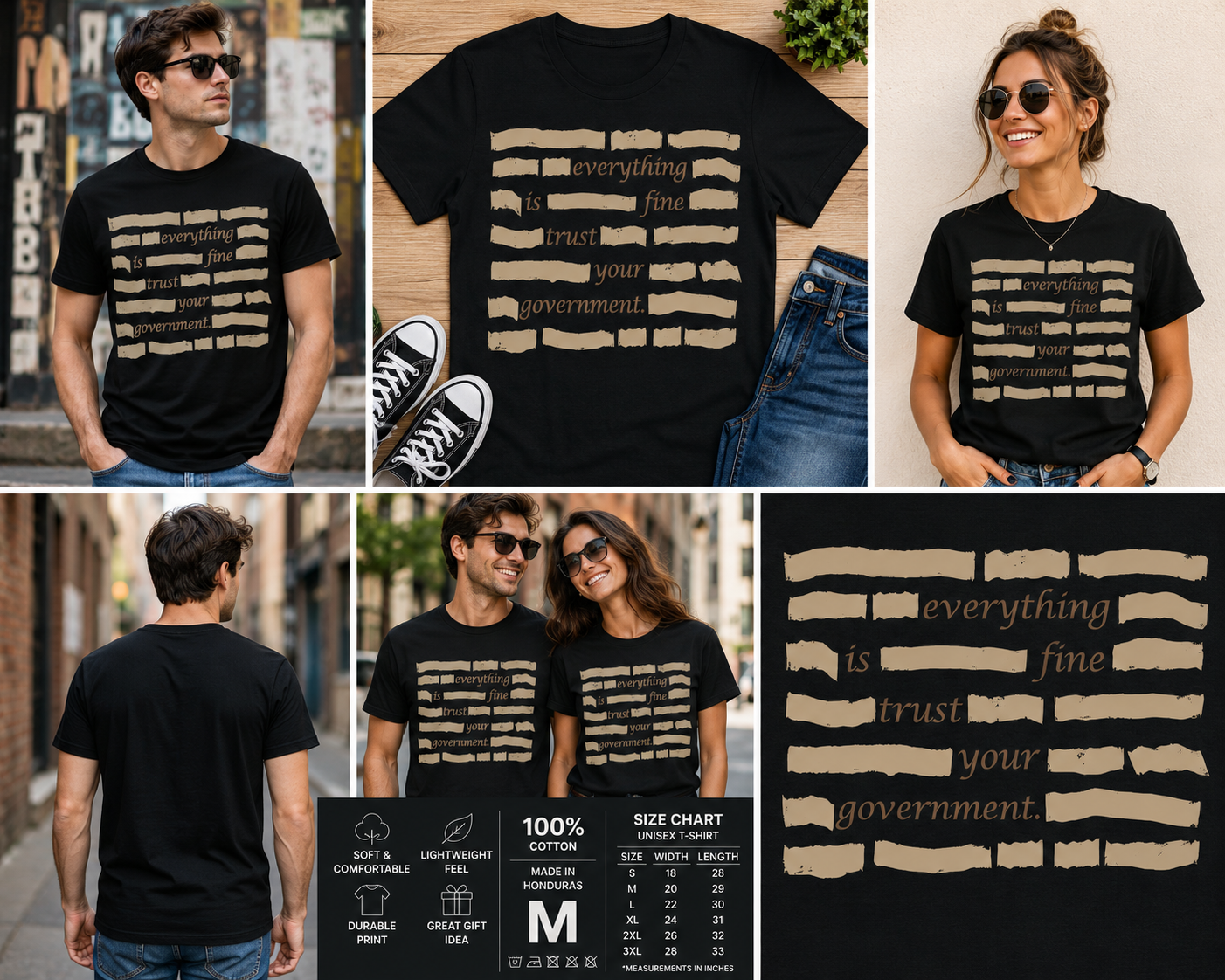 Everything Is Fine Trust Your Government Funny Sarcastic Quote T-Shirt – Vintage Humor Graphic Tee