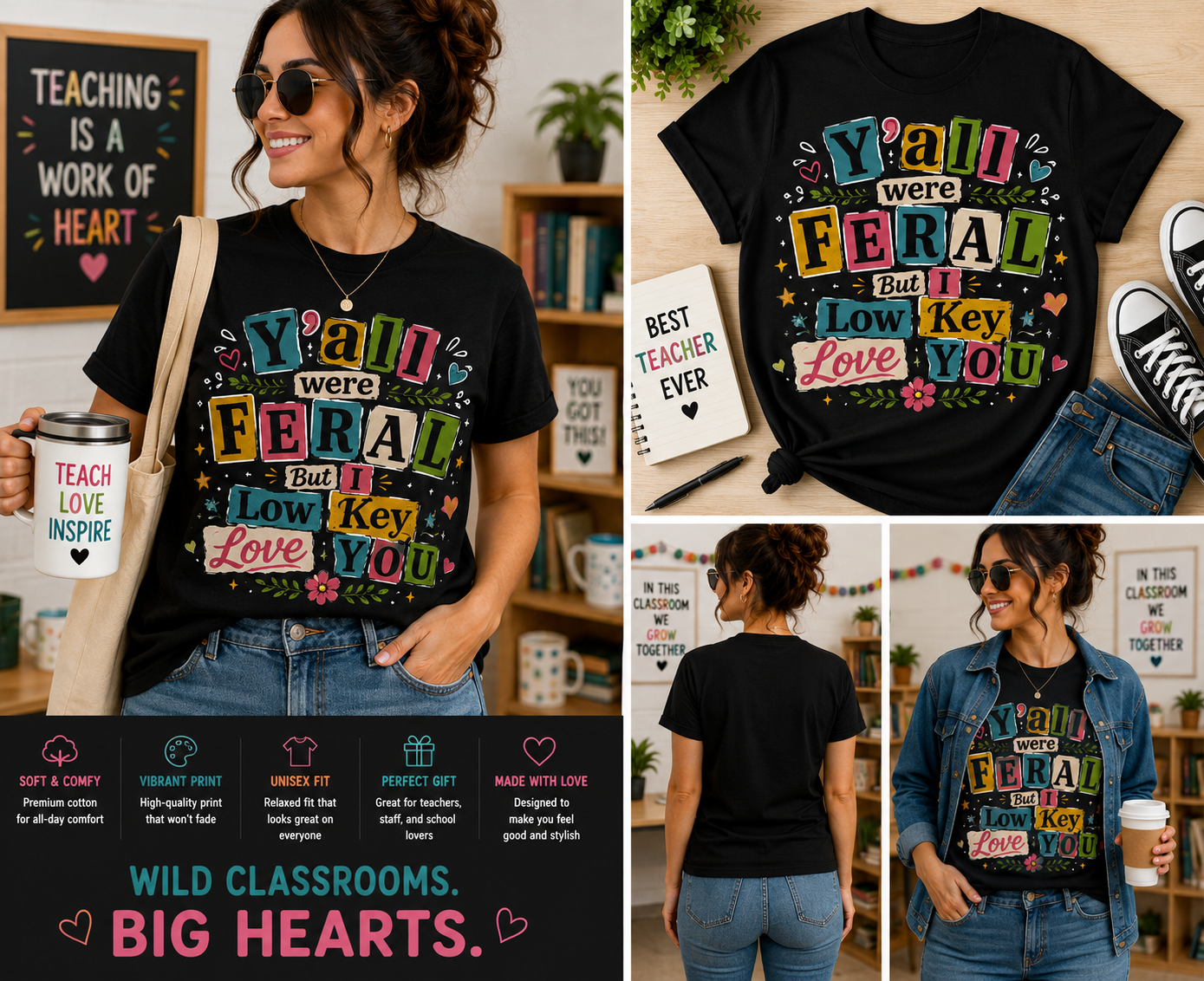 Y’all Were Feral But I Low Key Love You Teacher Shirt – Funny End of School Year Tee
