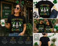 Shenanigans With My Gnomes St. Patrick’s Day Shirt, Funny Irish Gnome Tee, Lucky Shamrock Graphic T-Shirt for Women Men Kids