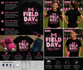 Field Day Blue Team Pink Bow T-Shirt – Cute School Sports Day Matching Tee