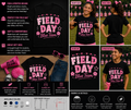 Field Day Blue Team Pink Floral T-Shirt – Cute School Sports Day Matching Tee