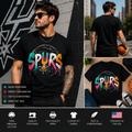 Retro Vintage Spurs Drip Paint Basketball T-Shirt – Neon Graffiti Fan Tee for Men & Women