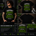 Support Squad Mental Health Awareness T-Shirt – Support Makes A Difference Green Ribbon Unisex Graphic Tee