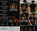 250 Years American Eagle Cowboy Hat Patriotic T-Shirt – USA 1776-2026 Anniversary Graphic Tee