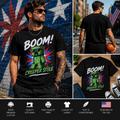 Boom! Creeper Style 4th of July Gamer Patriotic Pixel T-Shirt