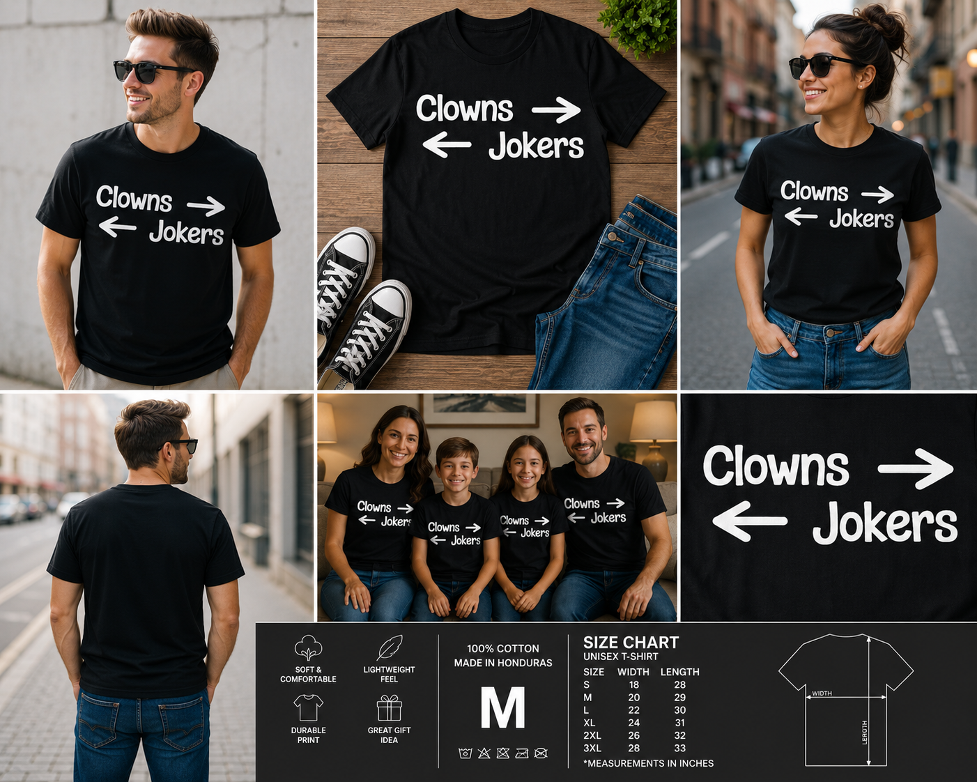 Clowns to the Right Jokers to the Left Funny Graphic T-Shirt