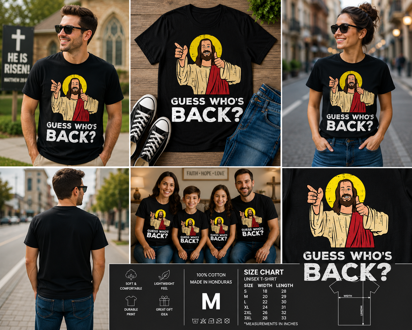 Guess Who’s Back? Funny Jesus Easter T-Shirt for Men, Women & Kids