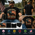 Proud Member of the Just Resting My Eyes Club T-Shirt – Funny Patriotic Dad Shirt, Vintage American Flag Father's Day Graphic Tee