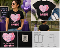 Purple Up for Military Kids Heart Flower Support T-Shirt for Women & Girls