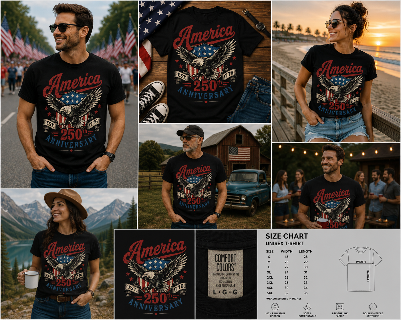 America 250th Anniversary Shirt, USA Patriotic Eagle Tee, 1776 America Shirt, Fourth of July Vintage Graphic T-Shirt, Freedom Celebration Tee