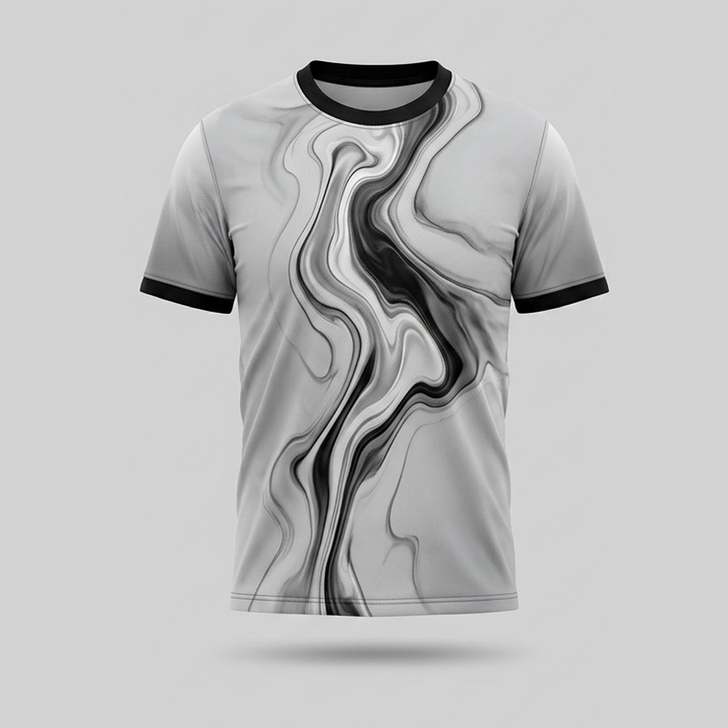Monochrome Fluid Marble Smoke Aop Tshirt