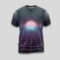 Cyberpunk Neon Wireframe Grid Aop Tshirt