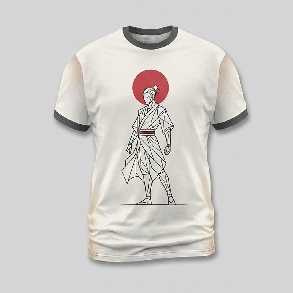 Japanese Cyber Line Art Figure Aop Tshirt