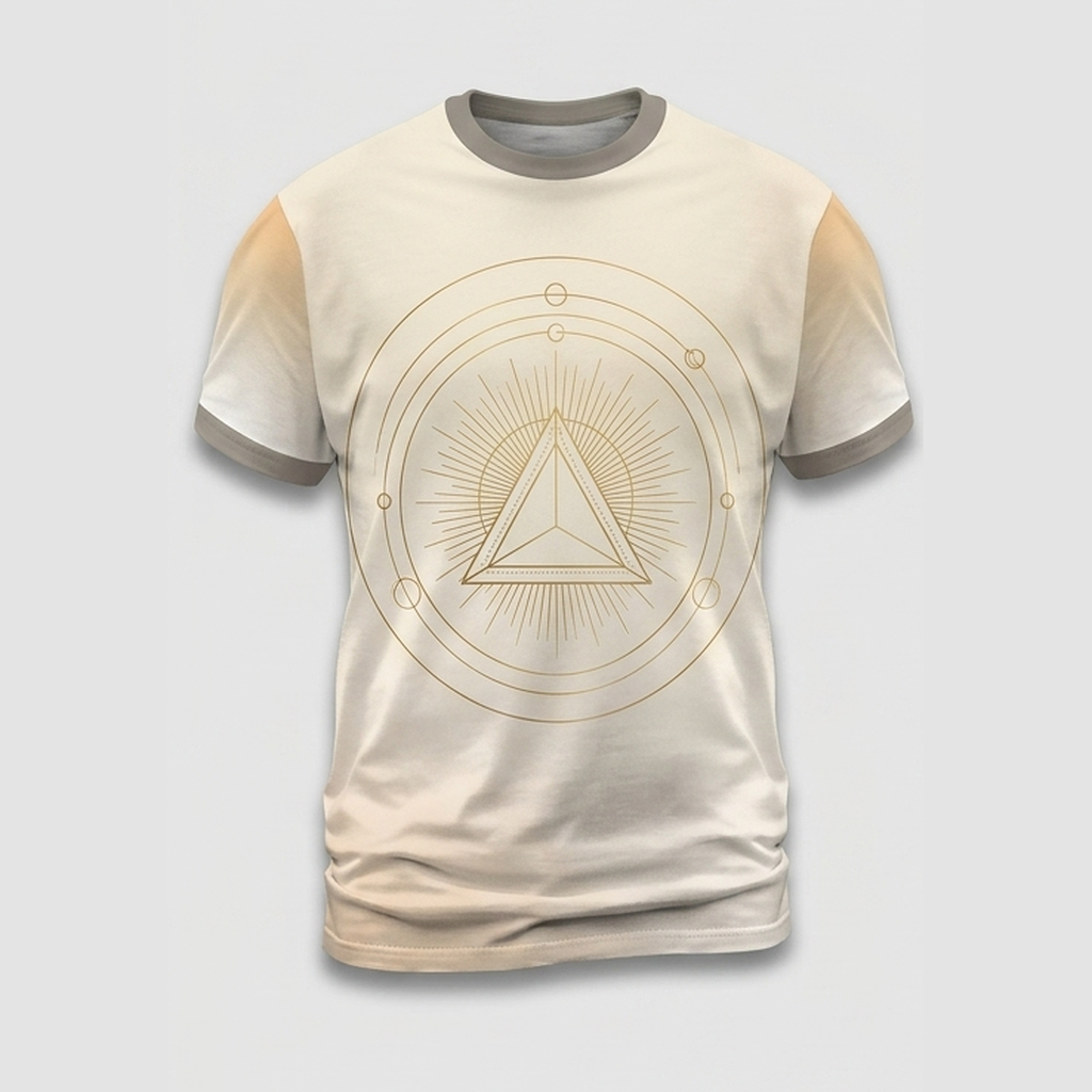 Sacred Geometry Prism Sun Line Art Aop Tshirt