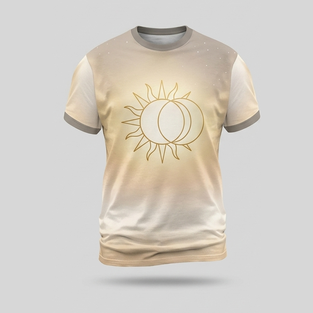 Sun Moon Celestial Eclipse Line Art Aop Tshirt