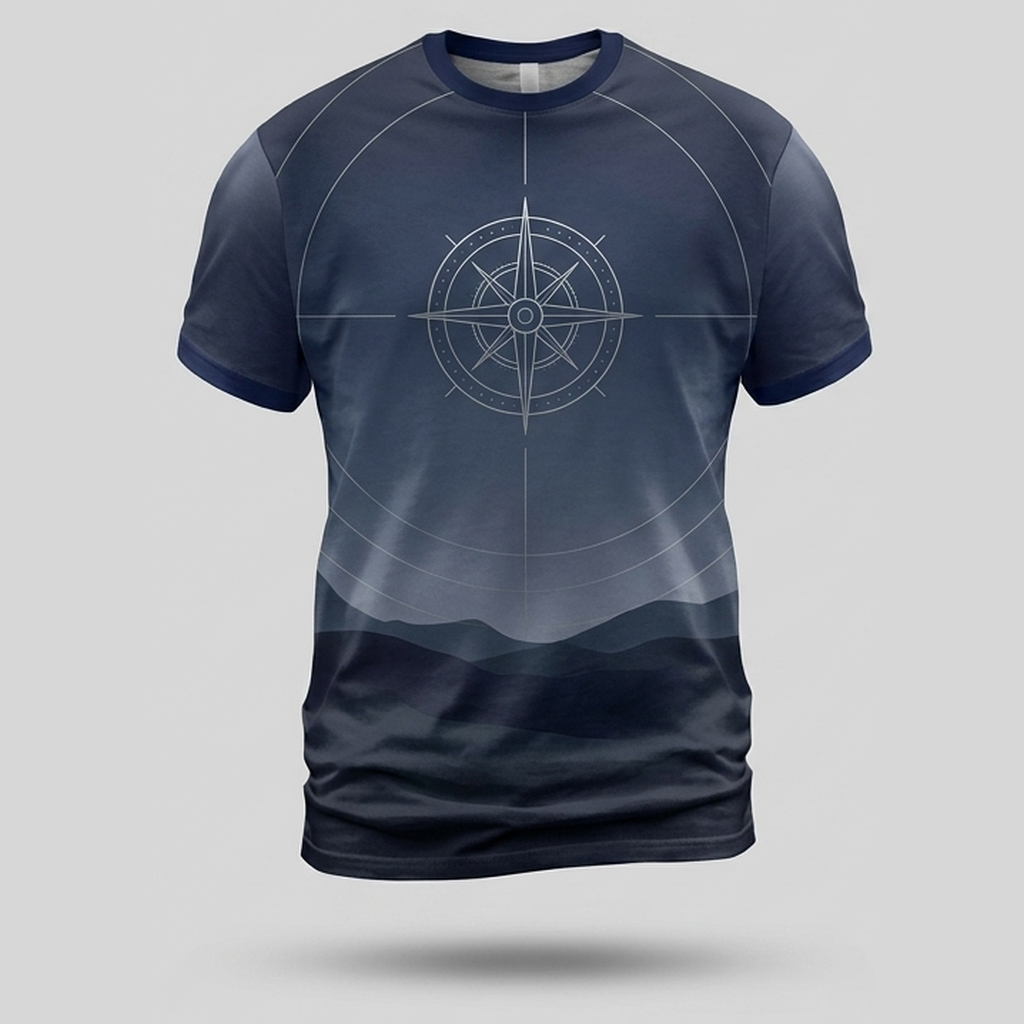 Celestial Compass Meridian Line Art Aop Tshirt